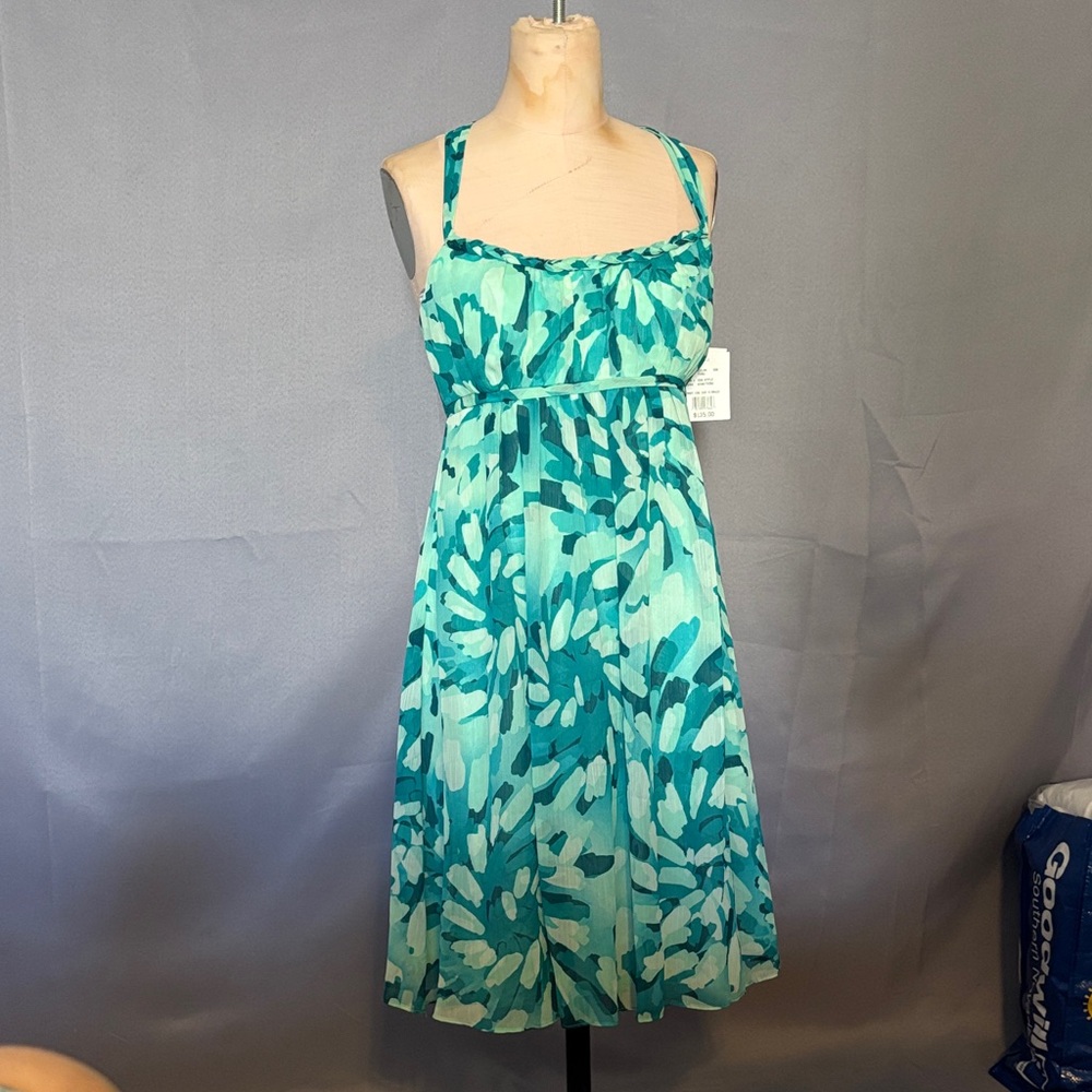 Teal Floral Halter Dress